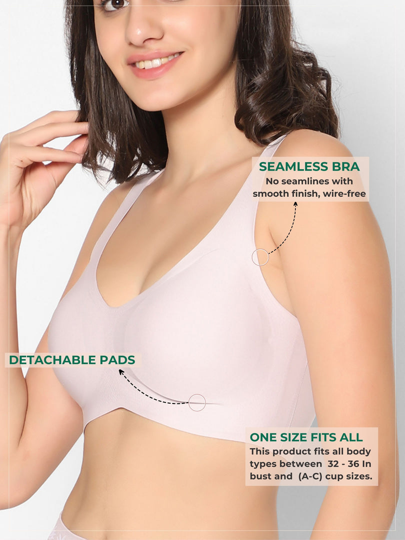  Ceramide Infused Wireless  Bra in pink color