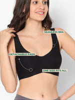 Load image into Gallery viewer, Ceramide Infused Wireless One Size Seamless Beauty Bra in black color
