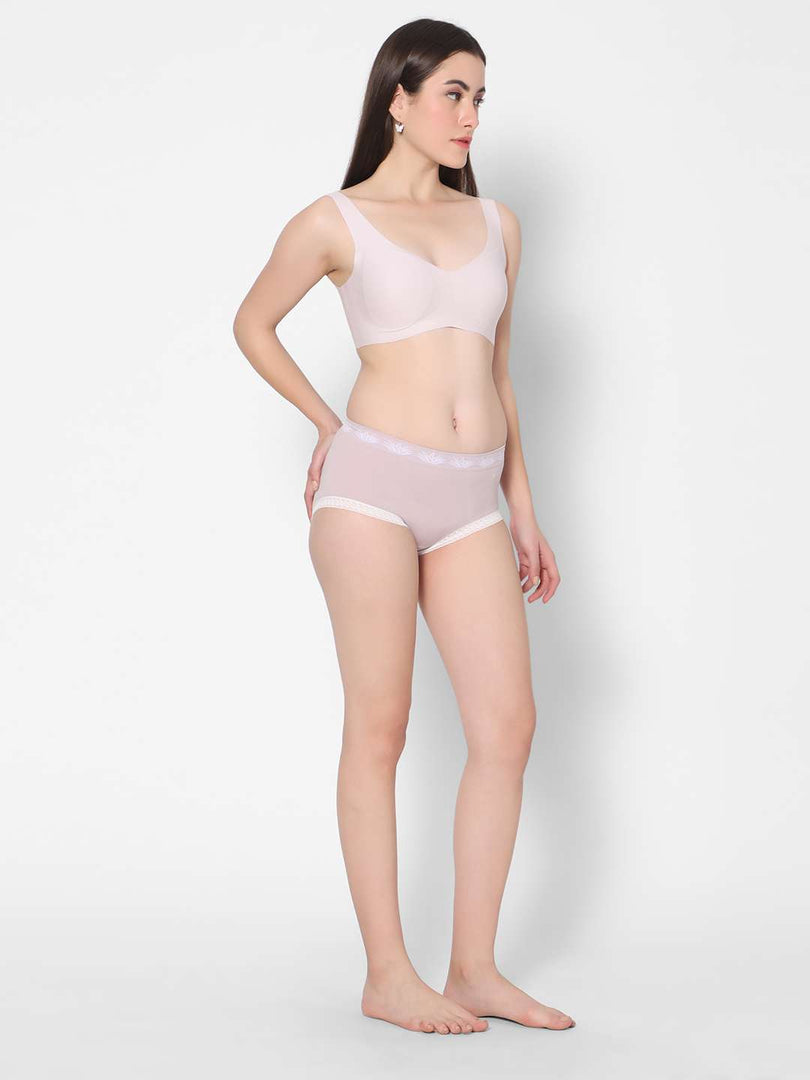 Solid Cute Hipster Moisture Wicking Lingerie Set