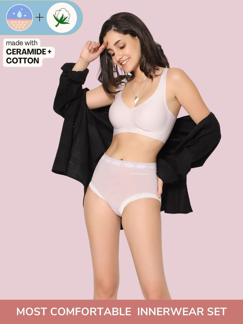 Solid Cute Hipster Moisture Wicking Lingerie Set